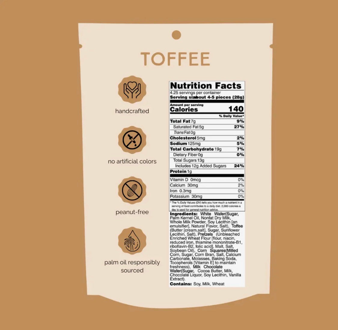 Chunk Nibbles Toffe Sweet & Salty Clusters Peanut-Free Handcrafted 120.5g