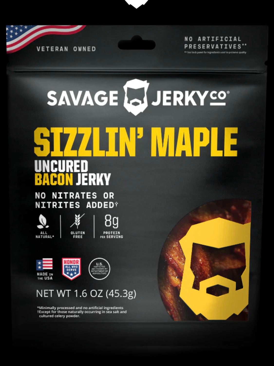 Savage Jerky Co Sizzlin' Maple Bacon Jerky 1.6oz Gluten Free All Natural