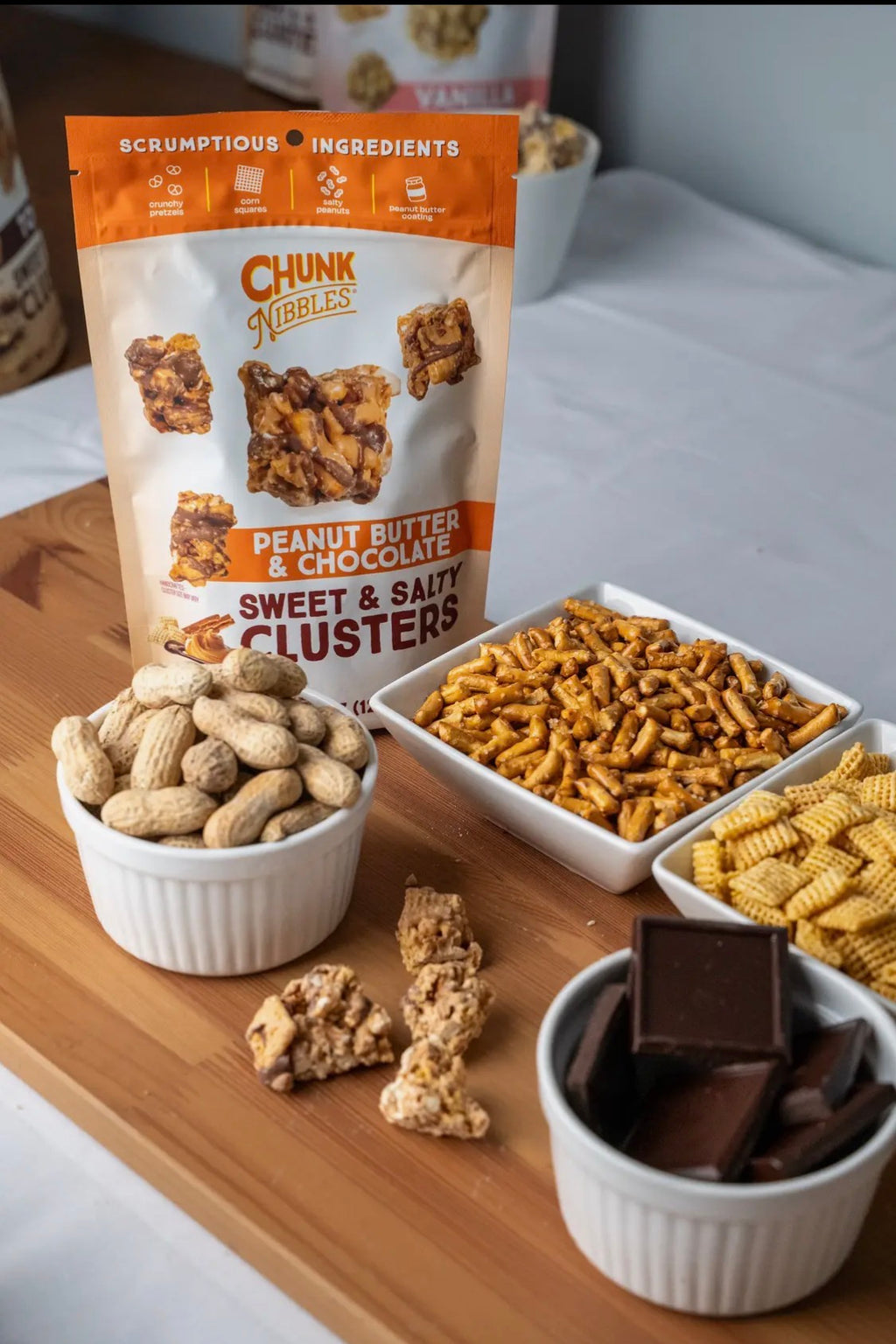 Peanut Butter and Chocolate Chunk Nibble is Handcrafted 2-4.25oz Bag