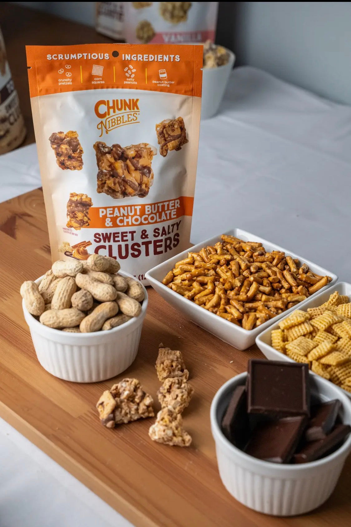 Peanut Butter and Chocolate Chunk Nibble is Handcrafted 2-4.25oz Bag