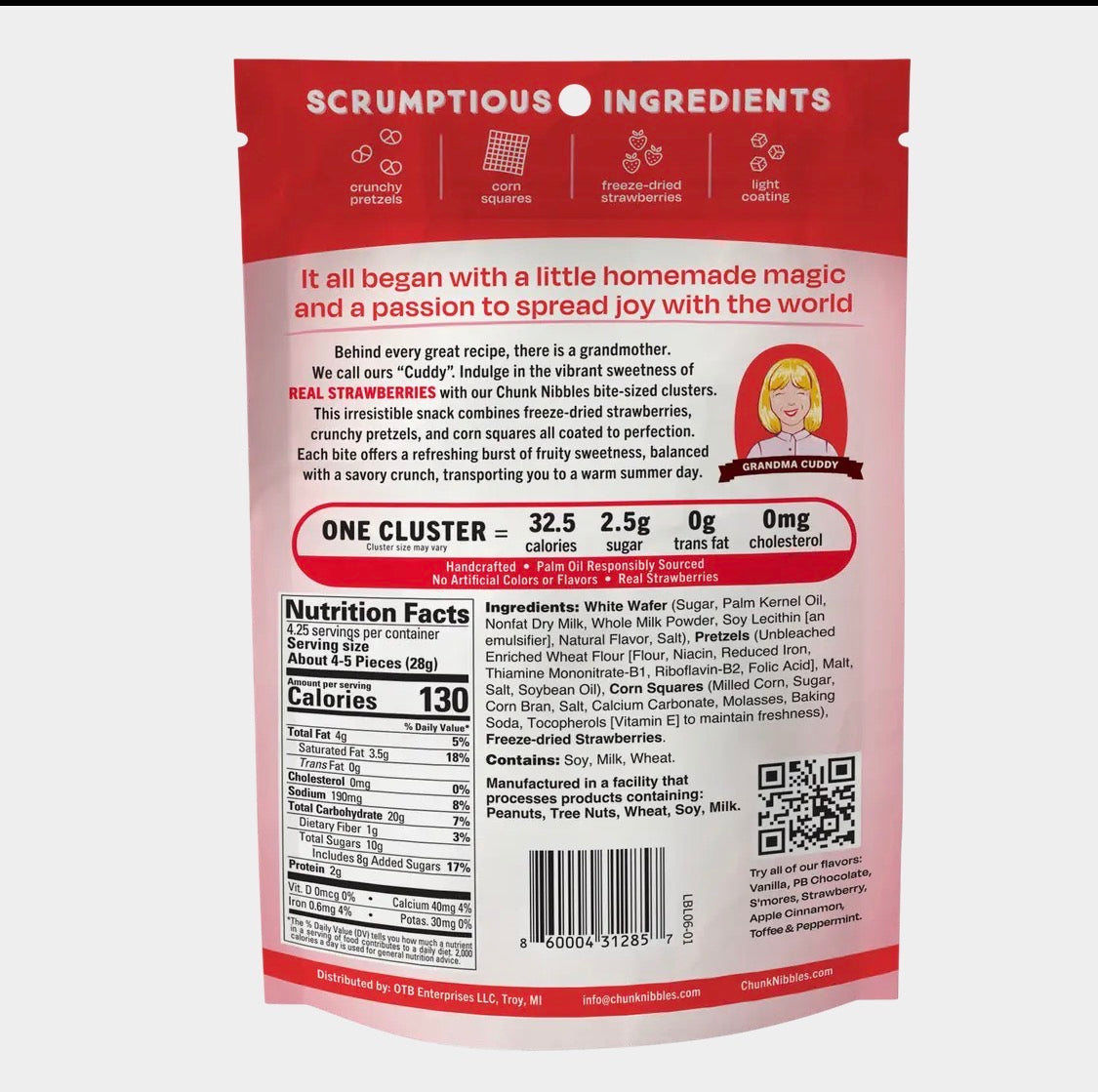 Chunk Nibbles Strawberry Sweet & Salty Clusters Real Strawberries 120.5g
