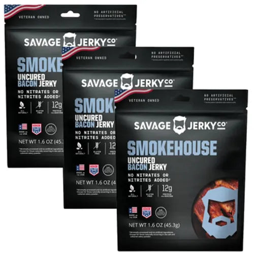 Savage Jerky Co Smokehouse Uncured Bacon Jerky 1.6oz No Nitrates