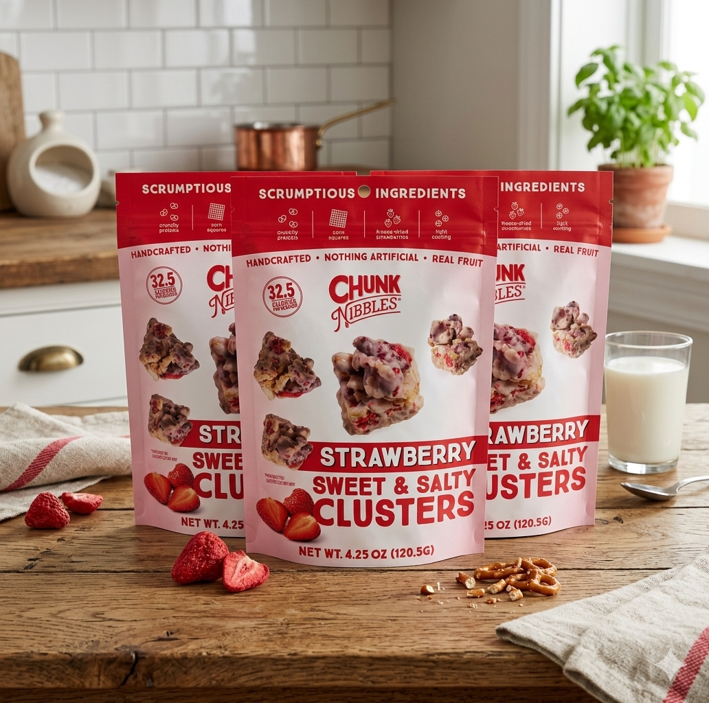 Chunk Nibbles Strawberry Sweet & Salty Clusters Real Strawberries 120.5g