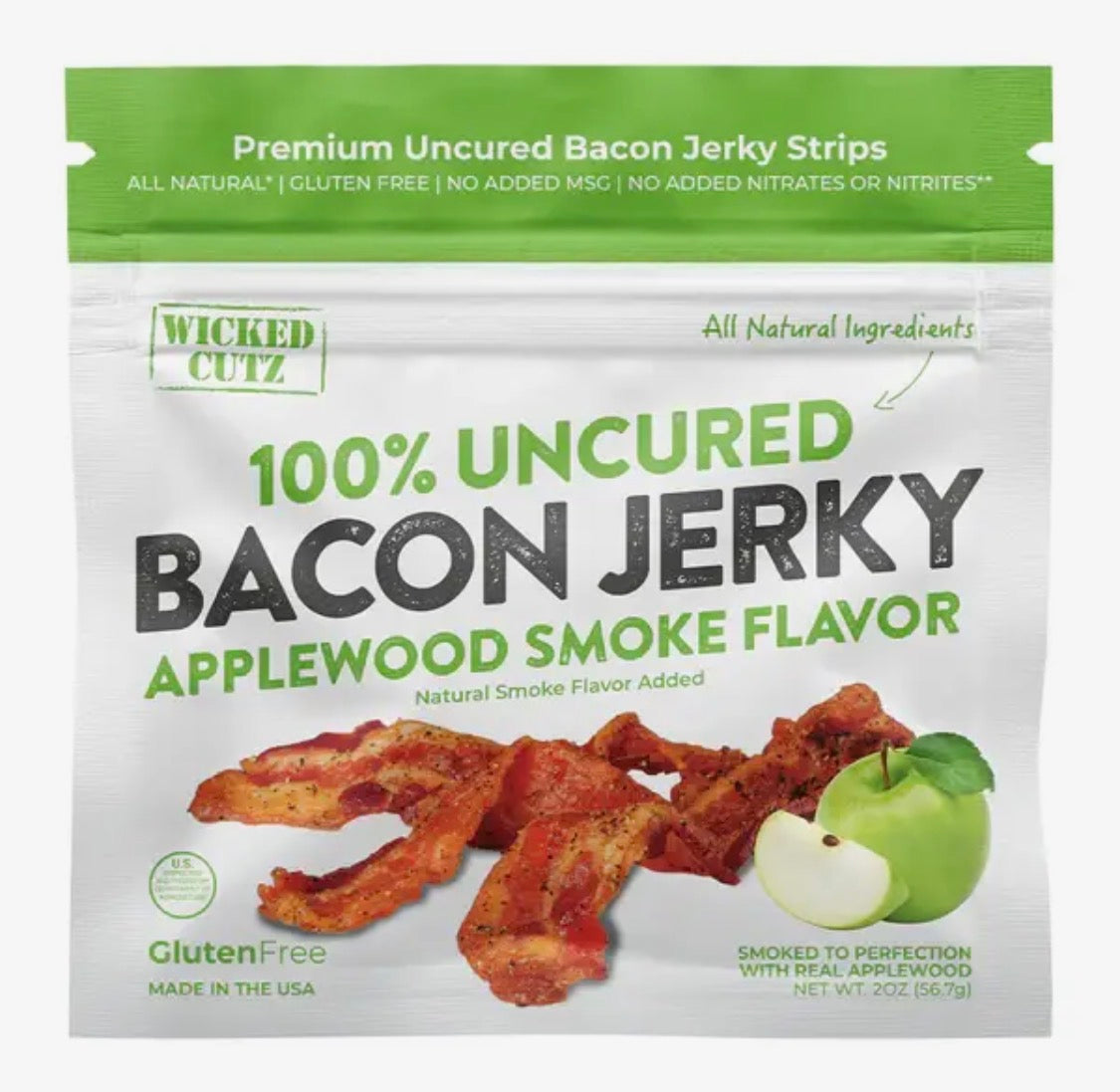 Wicked Cutz Applewood Smoke Flavor Bacon Jerky 2oz Gluten Free Pantry