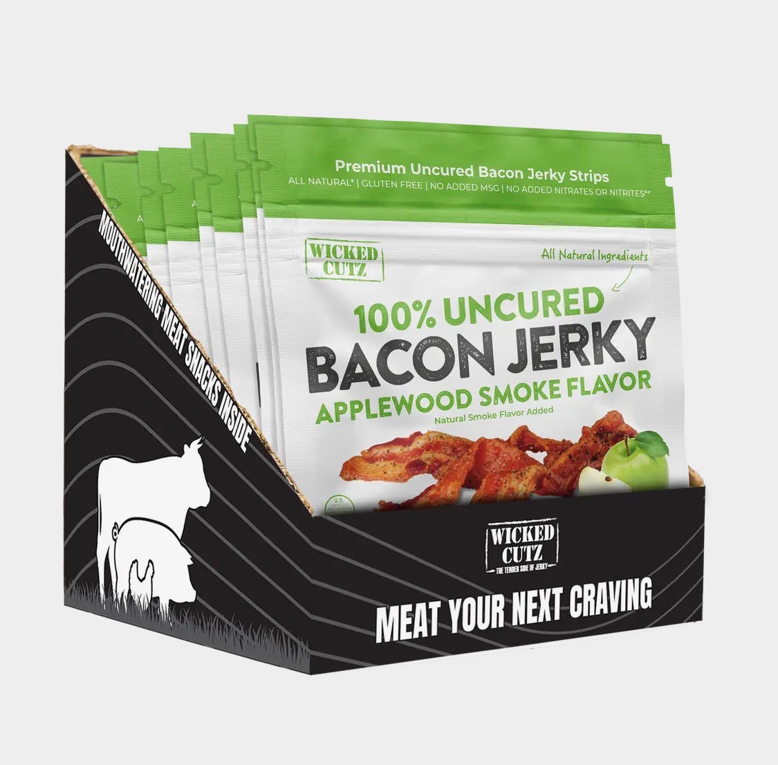 Wicked Cutz Applewood Smoke Flavor Bacon Jerky 2oz Gluten Free Pantry